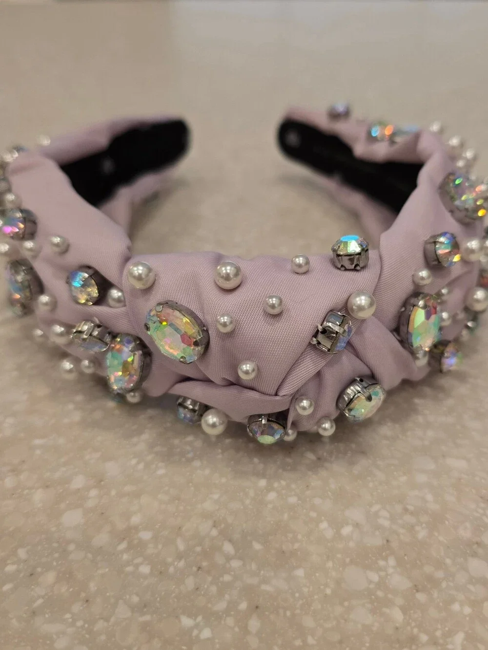 LELE SADOUGHI X Stoney Clover Lane Lilac Iridescent Crystal & Pearl Headband SCL